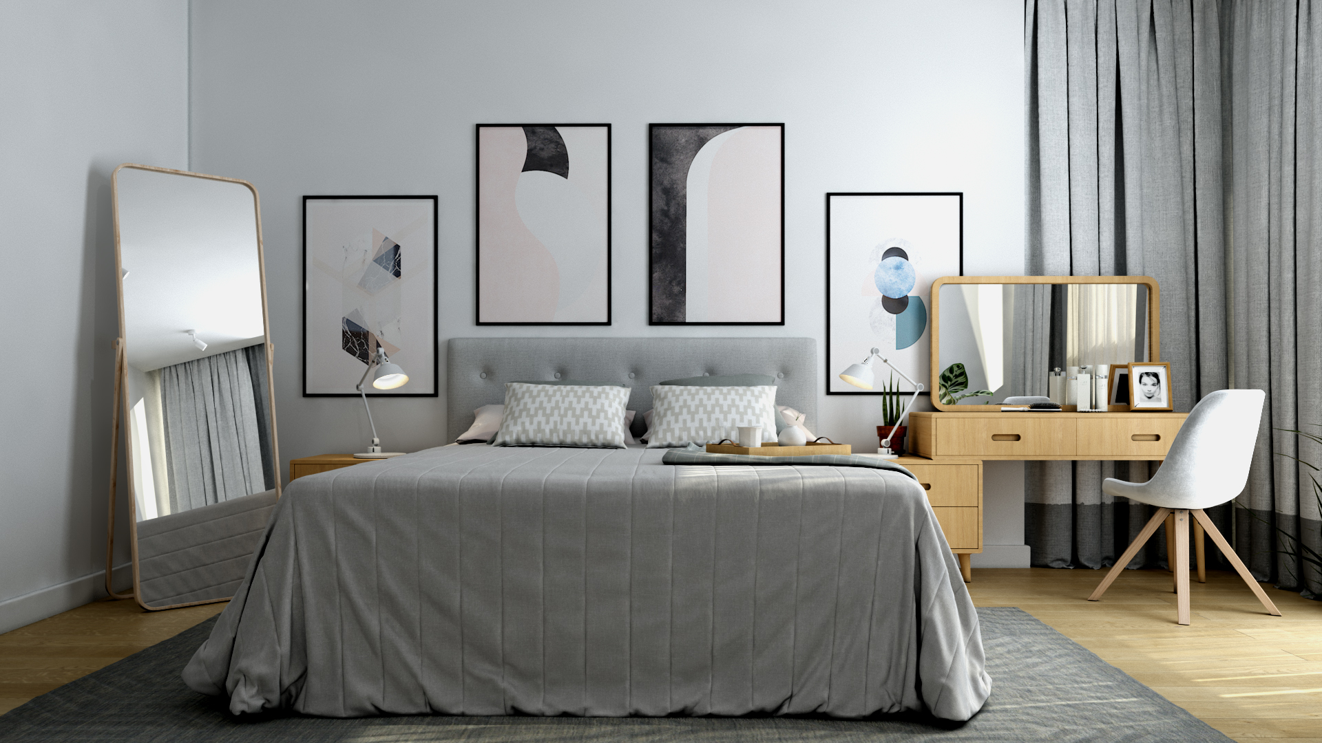 Картинка современной скандинавском спальни